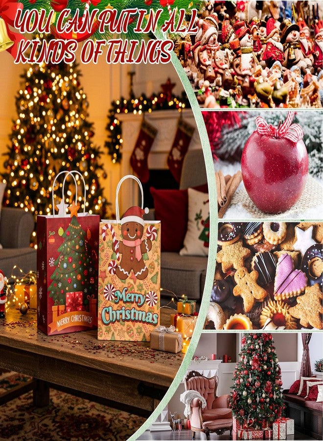SilTriangle 48 Packs Irregular Shaped Christmas Kraft Gift Bags with Handles Bulk, 8.26"x6"x3.15" Christmas Goodie Paper Bags Xmas Treat Bag, Holiday Party Favors Bag for Presents Shopping Parties - Image 4